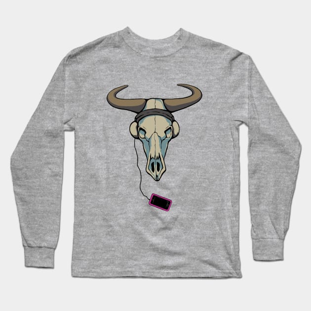 Skull Likes Music Too Long Sleeve T-Shirt by beesants